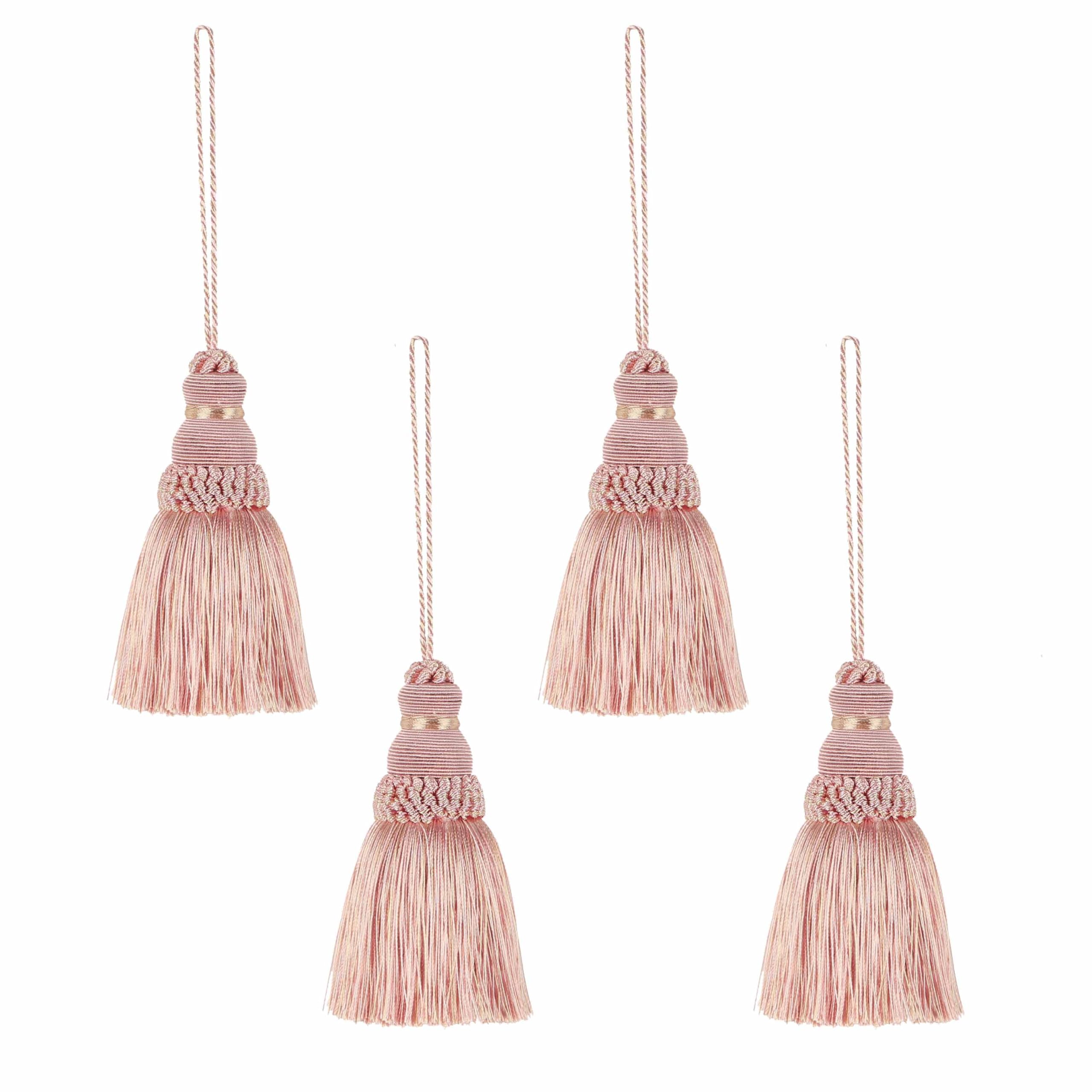 BEL AVENIR Tassel Key Tassel with Loops Handmade Craft Charms DIY Accessories Elegant Soft Making Curtain Home Decoration (Mix Pink, 4 pcs)