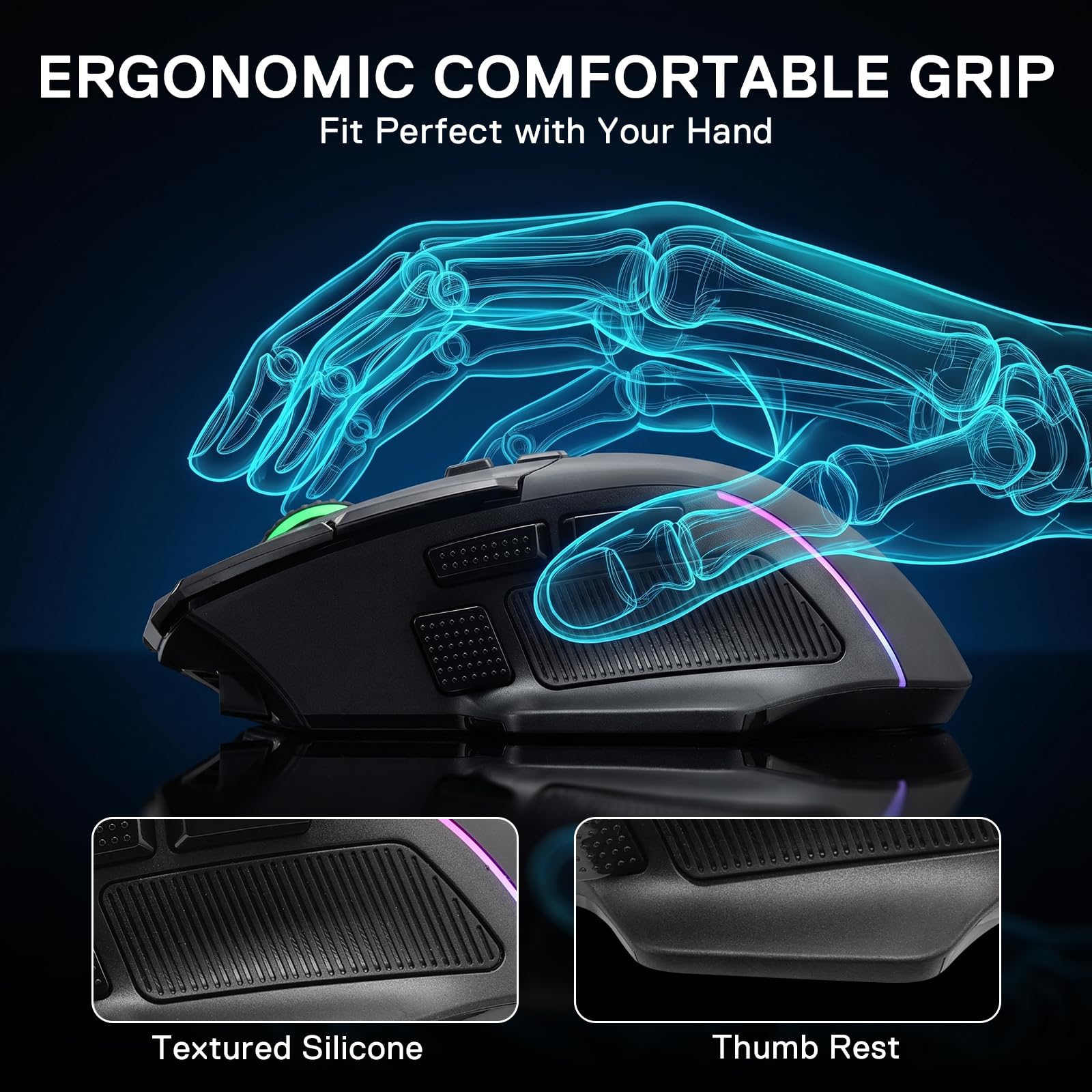 Redragon M925 Pro Souris Gamer sans Fil Optique RGB, DPI Max 26000, 10 Boutons Programmables, Molette Ultra-Rapide, Logiciel de Personnalisation des Raccourcis et DPI, Couleur Noire