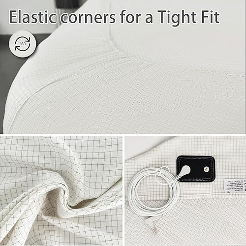 Miniatura 6 de Amradield Hoja de tierra Faraday Protection Earthing Grounded King - Sábanas bajeras de tela de algodón de fibra plateada para cama y asientos para