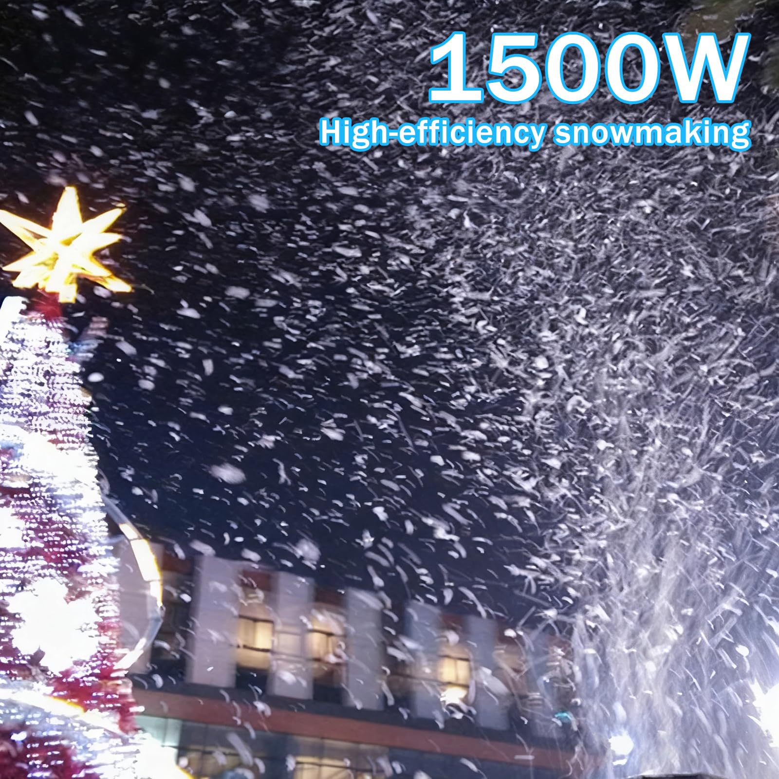 Przenośna maszyna do śniegu o mocy 1500 W, wyposażona w funkcję przewodowego i bezprzewodowego zdalnego sterowania, z 5-litrowym zbiornikiem na wodę o dużej pojemności, odpowiednia