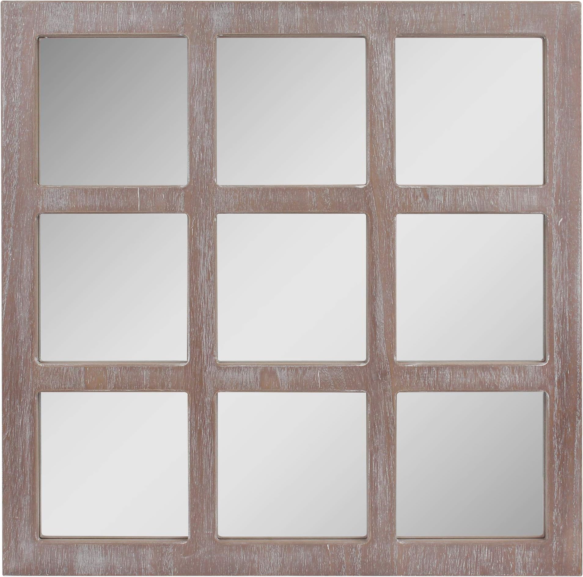 Square Rustic 9 Panel Window Pane Hanging Wall Mirror