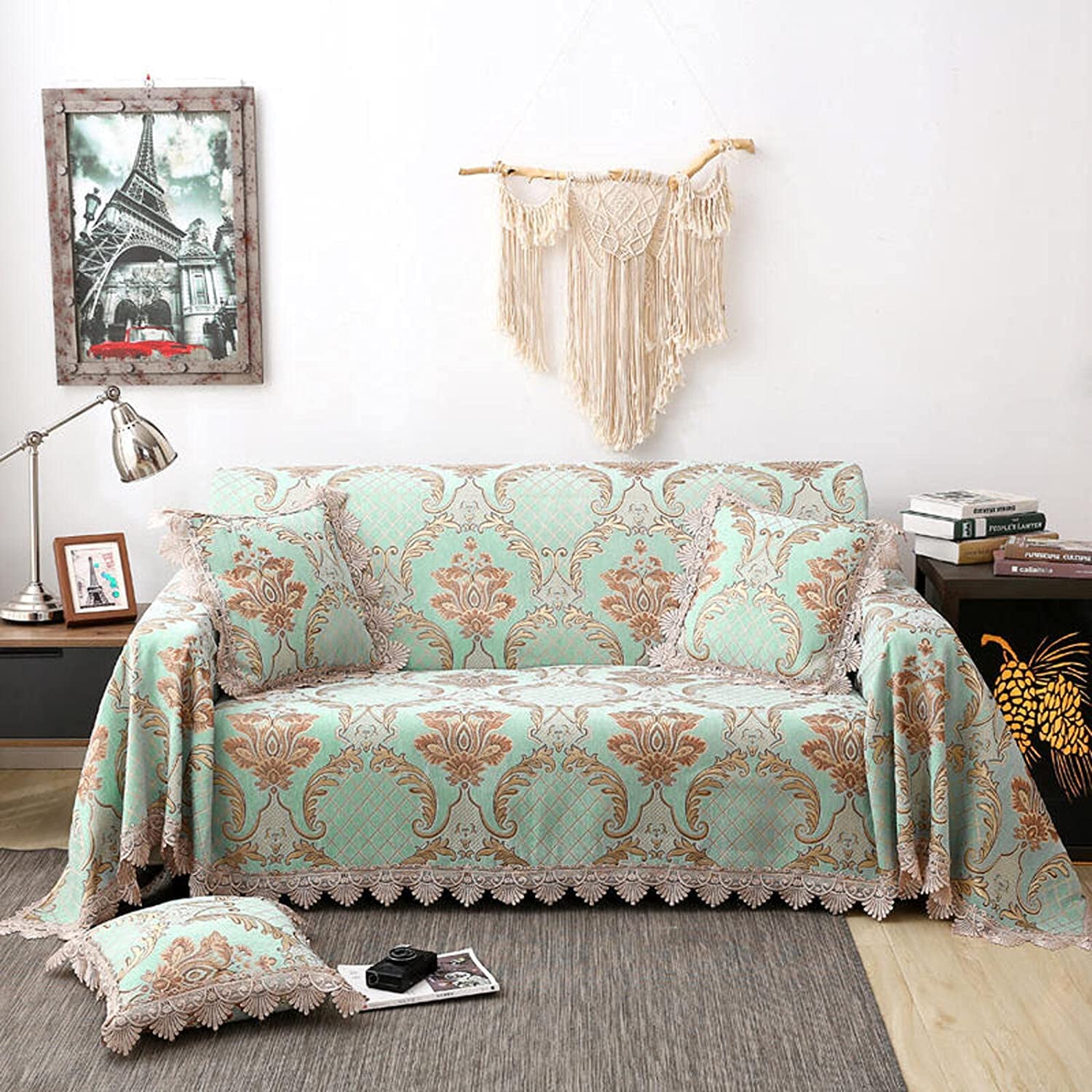 MGEMJMJ Sofa Throw Cover Jacquard Couch Throw Cover Throw Blanket Decorative Couch Furniture Pet Protector Throws Multi-size(Size:180x180cm(71x71inch),Color:A)