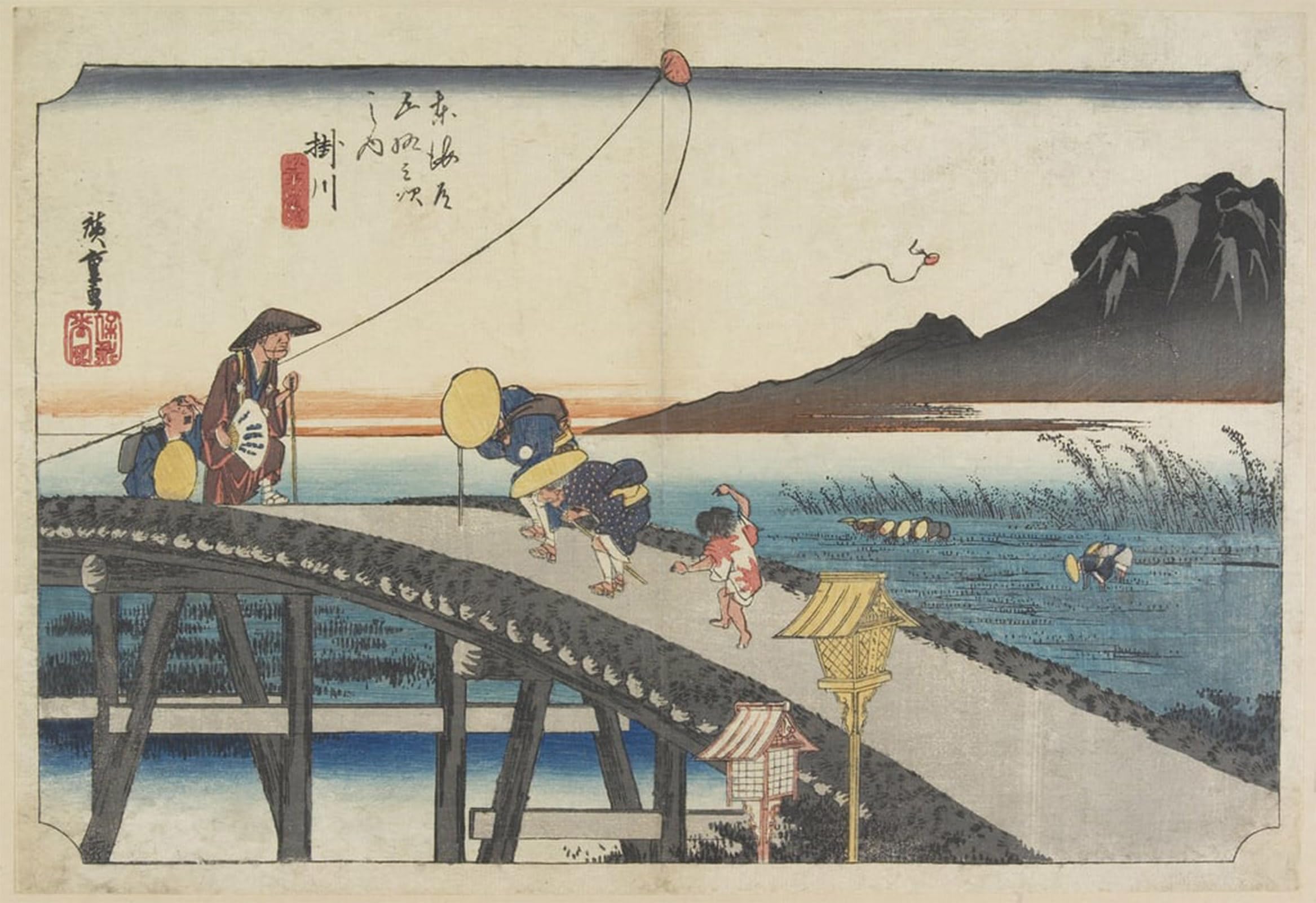 POSTERIIk Famous Modern Artwork Art Mural Distant View of Akiba Mountain Kakegawa by Utagawa Hiroshige Oil Paintings Pictures for Home Decor 60x90cm