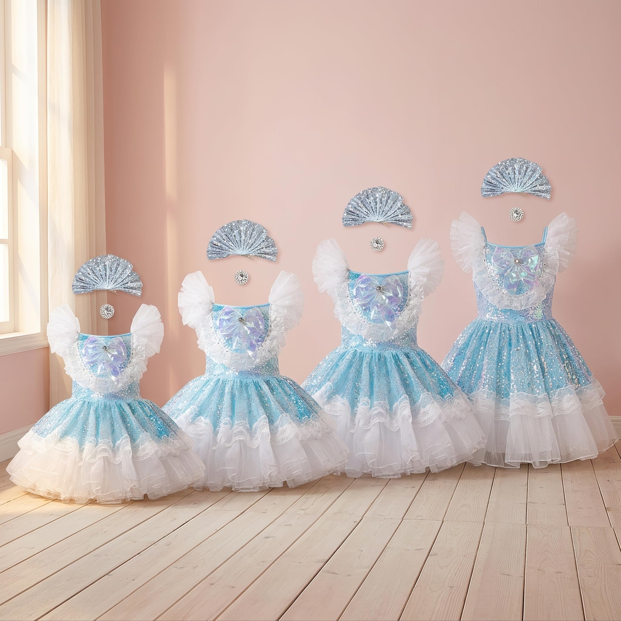 Prinzessin Kleid Kostüm Mädchen Kurzarm mit Pailletten für Tanz & Performance, numeric_height_130, regular, as3, numeric_height_130, numeric_height