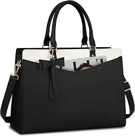 Bolsa feminina de couro de poliuretano para laptop de 15,6 polegadas, impermeável, pasta para computador, bolsa de trabalho para escritório e negócios