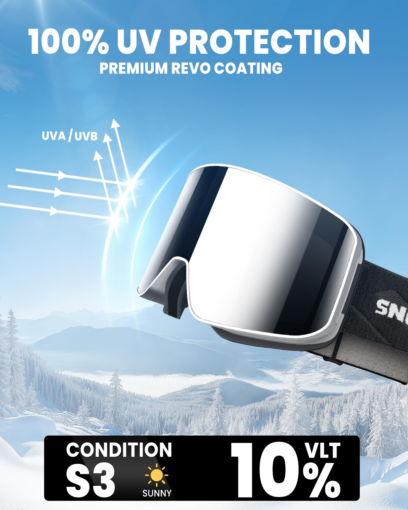 SNOWER Occhiali da sci, OTG, anti-appannamento, occhiali da neve HD, protezione UV400, per uomo, donna, ragazzi
