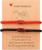 Vista 51 de Pulseras tibetanas hechas a mano con cuerda roja para él y ella, pulsera de la amistad, pulsera de la amistad, hilo negro y rojo para protección