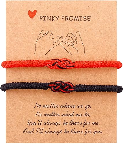 Miniatura 51 de Pulseras tibetanas hechas a mano con cuerda roja para él y ella, pulsera de la amistad, pulsera de la amistad, hilo negro y rojo para protección