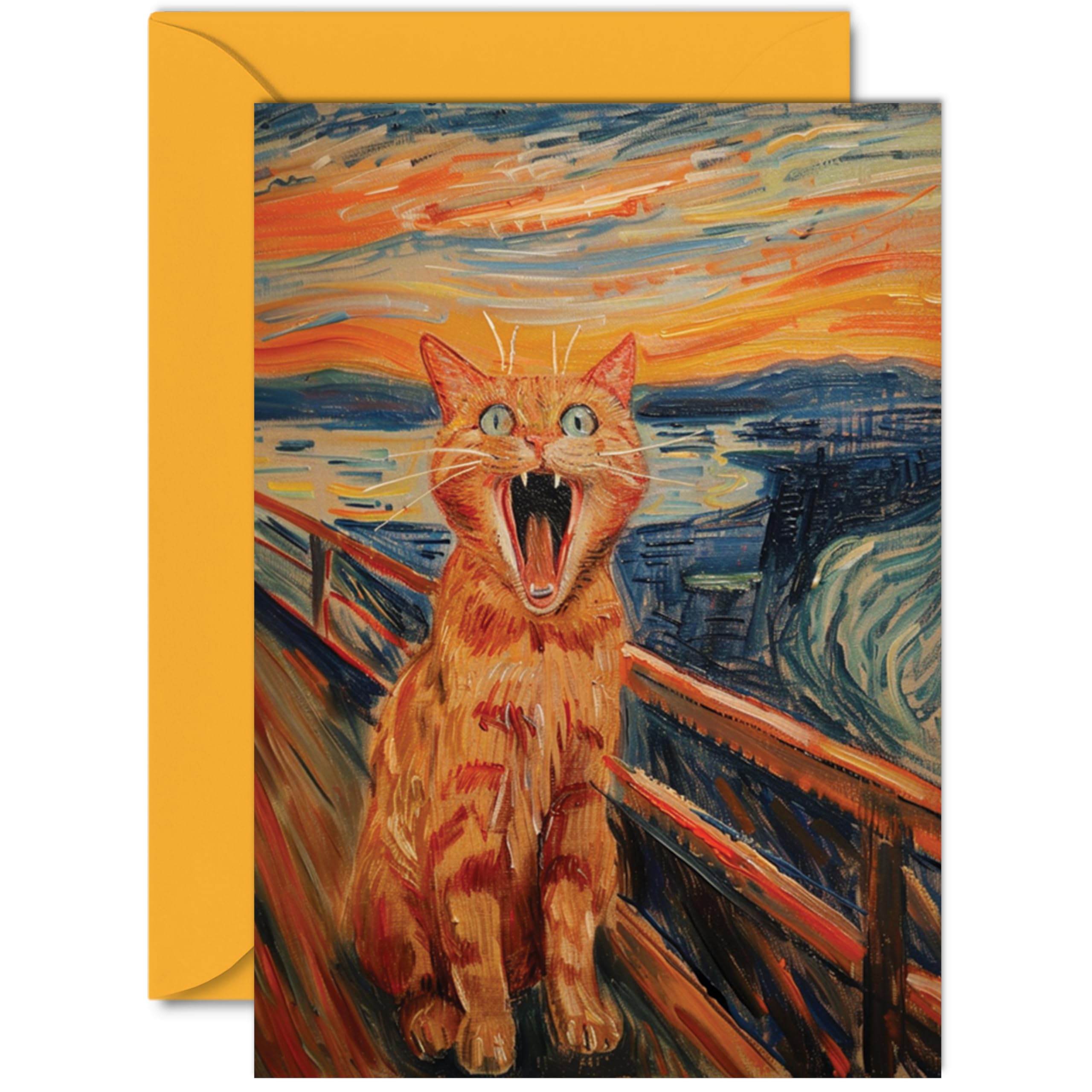 Funny Art Birthday Card For Men Women - The Meowna Lisa - Awesome Greeting Card For Friend Family Colleague Son Daughter Mom Dad Sister Brother