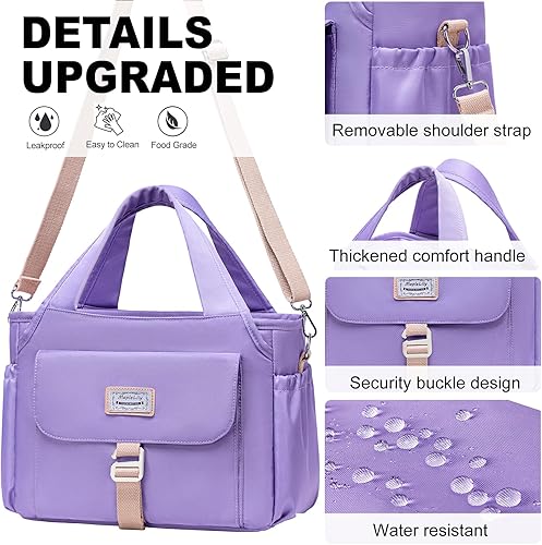 Miniatura 2 de Lonchera para hombres y mujeres, lonchera grande aislada, bolsa de almuerzo a prueba de fugas para adultos, bolsa de almuerzo reutilizable con