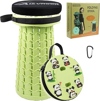 2026 Collapsible Stool with Thick Cushion, H18.1 D10.24 Portable Telescoping Sturdy Load Capacity 600Lbs, Retractable Adjustable Camping Folding Stool for Outdoor Hiking BBQ Climb