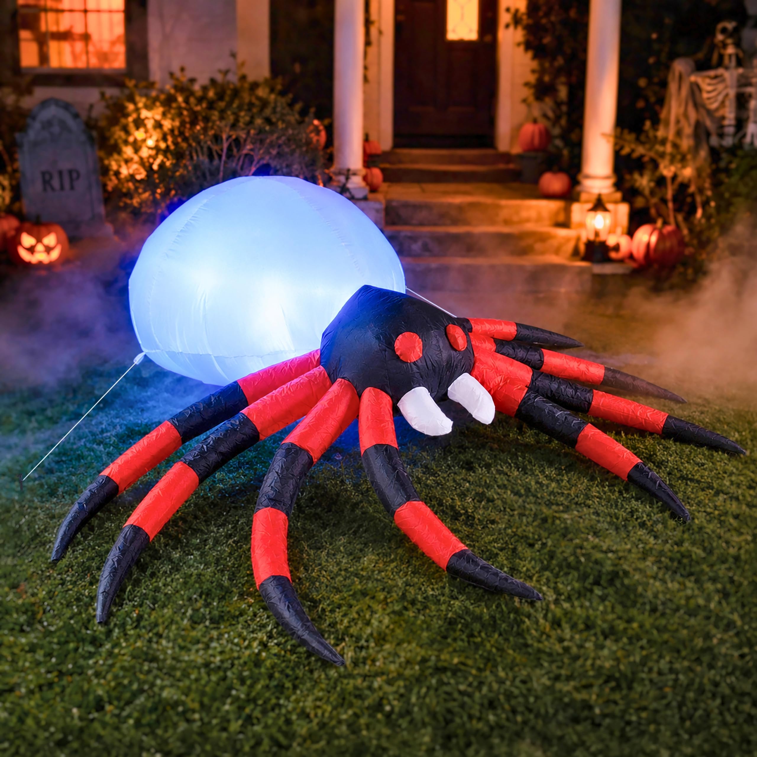 8ft Giant Halloween Inflatables Spider Outdoor Decoration with LED Light โ image 1