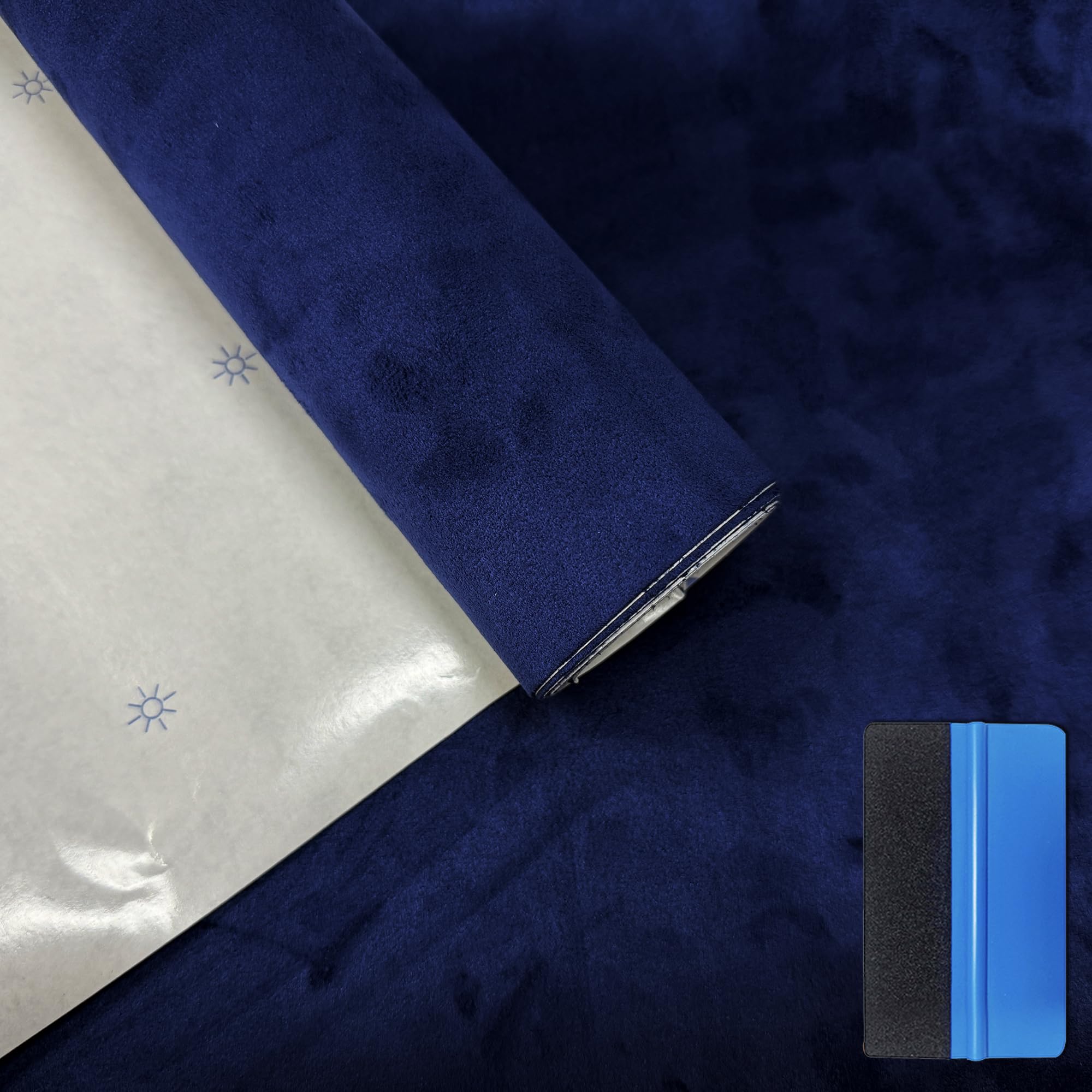 NewL Elastic Suede Self Adhesive Velvet Fabric Repair Tape DIY Car Interior Dashboard Modification Renovation Leather Roll Stickers (lmperial Blue, 50cm x 150cm)