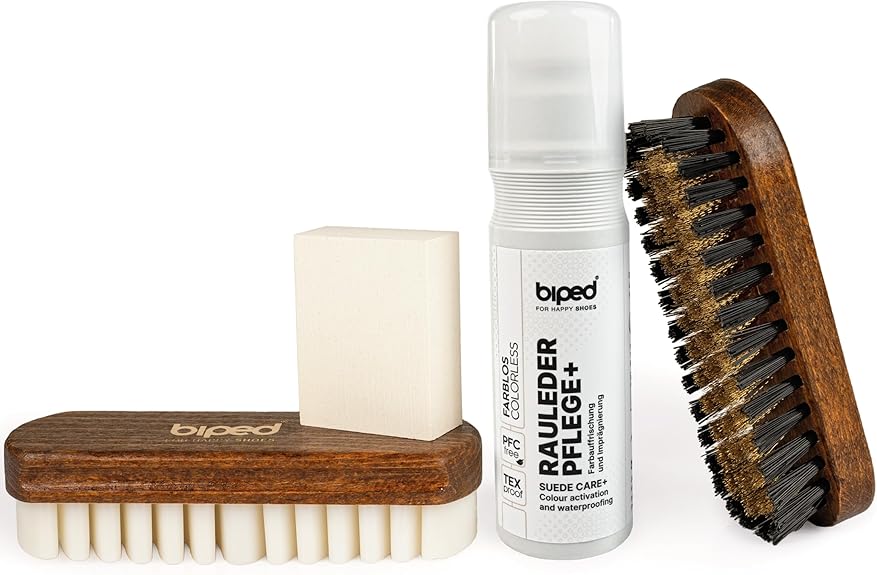 Schoenverzorgingsset voor ruw leer - Schoenpoetsset met schoenborstels voor het verzorgen van nubuckleer - Suèdeborstels - Suède gum - en verzorgingsproducten voor kleurverfrissing en impregneren van schoenen
