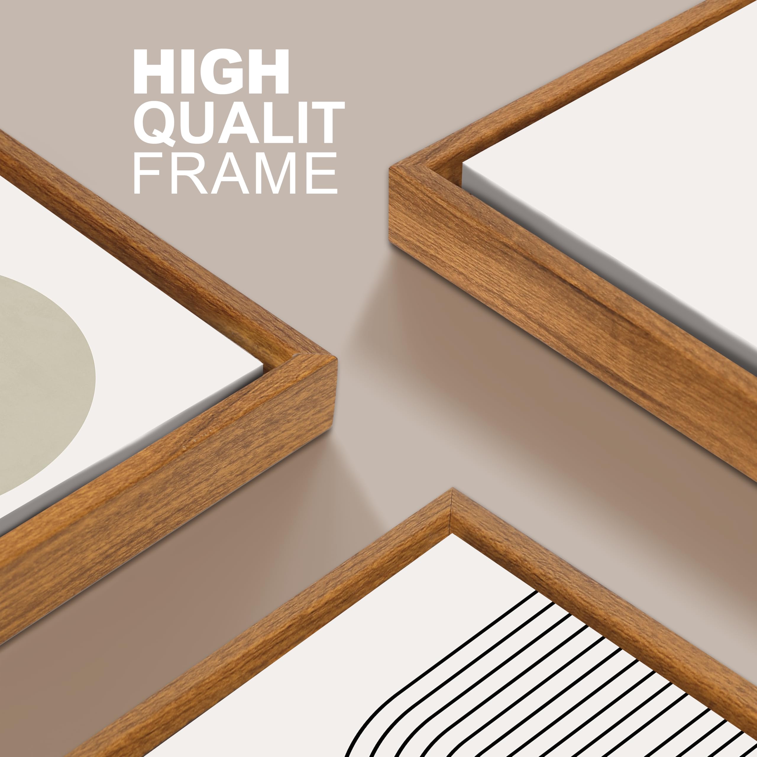 3 Pcs Wooden Framed Canvas Wall Art Set Bohemian Sage Green Canvas Prints Poster Geometric Line Beige Green Pictures for Living Room Bedroom Dinning Room Hallway Stairs Wall Decor 30x40cm x3pcs — view 248