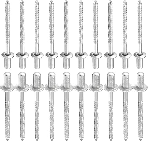 DTGN Remaches ciegos de 0.126in x 0.276in (DxL)  Paquete de 25  Bueno para la unión de maquinaria  Remache de extremo cerrado de cúpula de acero