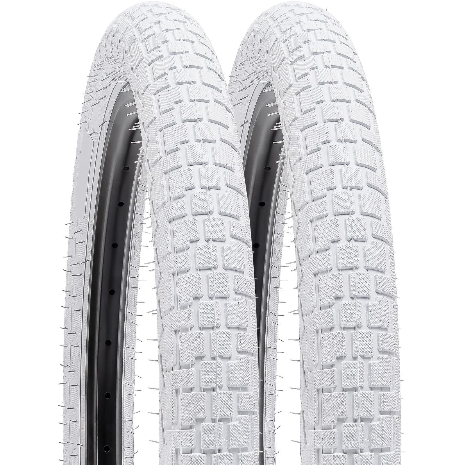 YunSCM 2Pcs 20 inch White Bike Tyres 20x2.125 Tires 52-406 Compatible with 20x2.10 20 x 2.125 20x2.15 Road bikes, city bikes Bicycle Bike Tyre