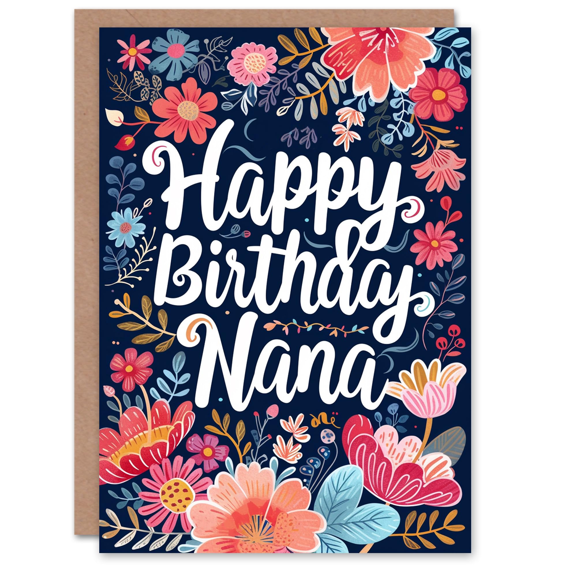 Artery8 Birthday Card Spring Flowers Colourful Floral Design For Nana Grandma Gran Granny Nan Greeting Card