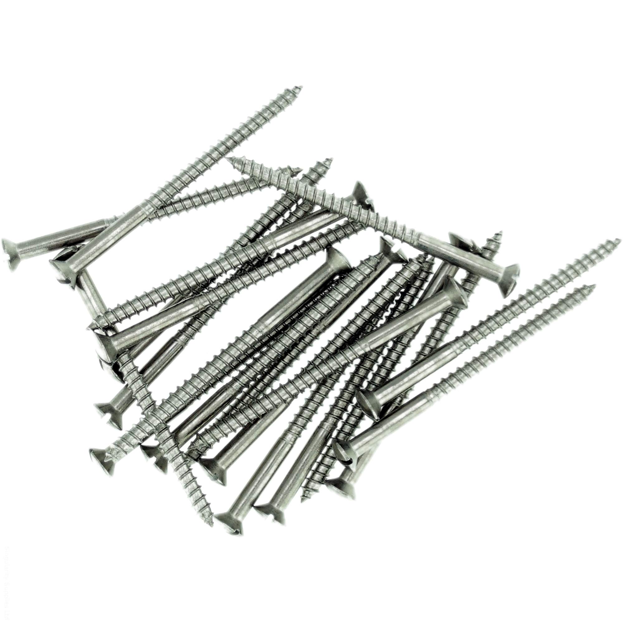 Singularity Supplies No.6 X 0.98 (3.5Mm X 25Mm) Slot Raised Countersunk Wood Screw - Stainless Steel (A2) (Pack Of 20)