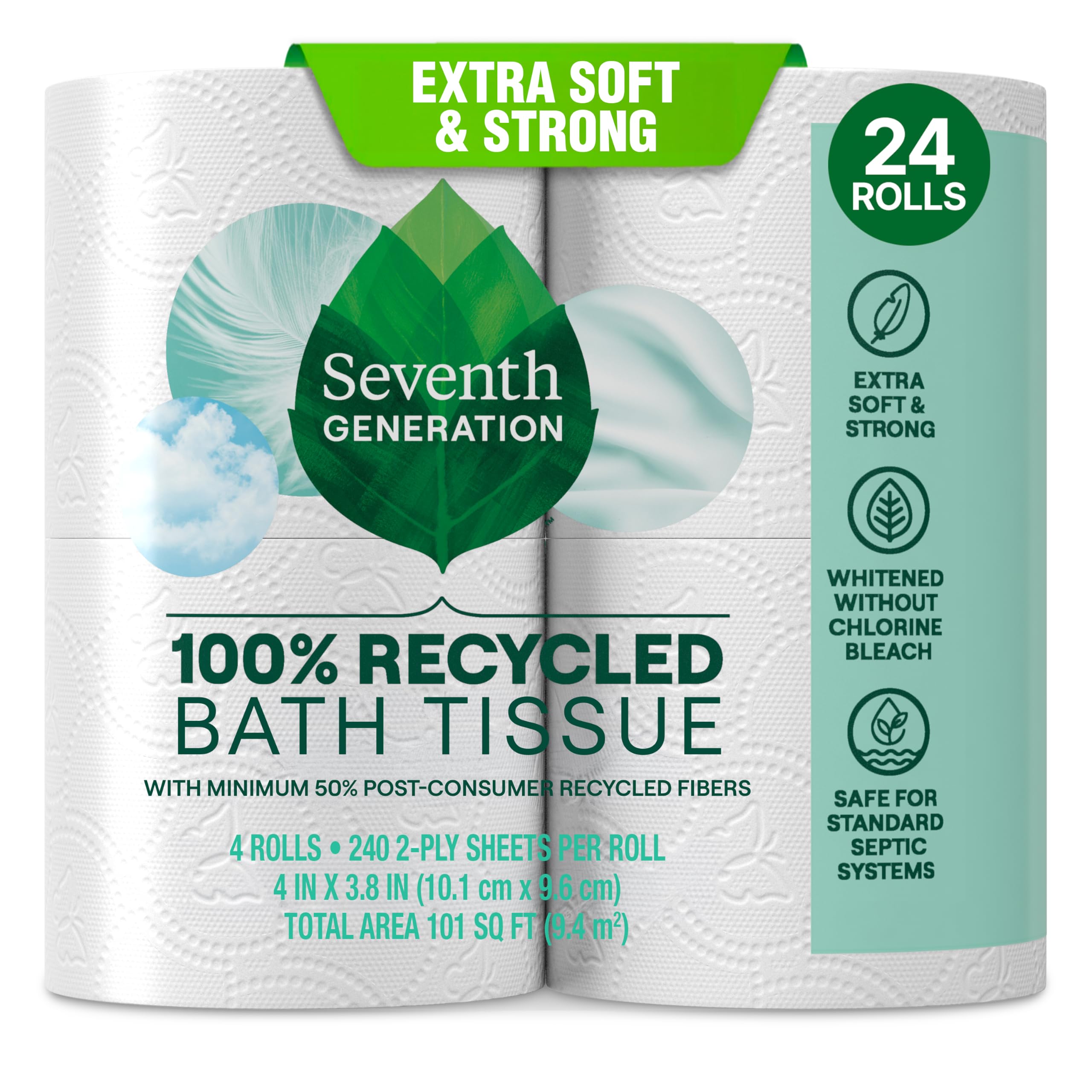 Seventh Generation Recycled Toilet Paper, 240 Sheets, 48 Rolls
