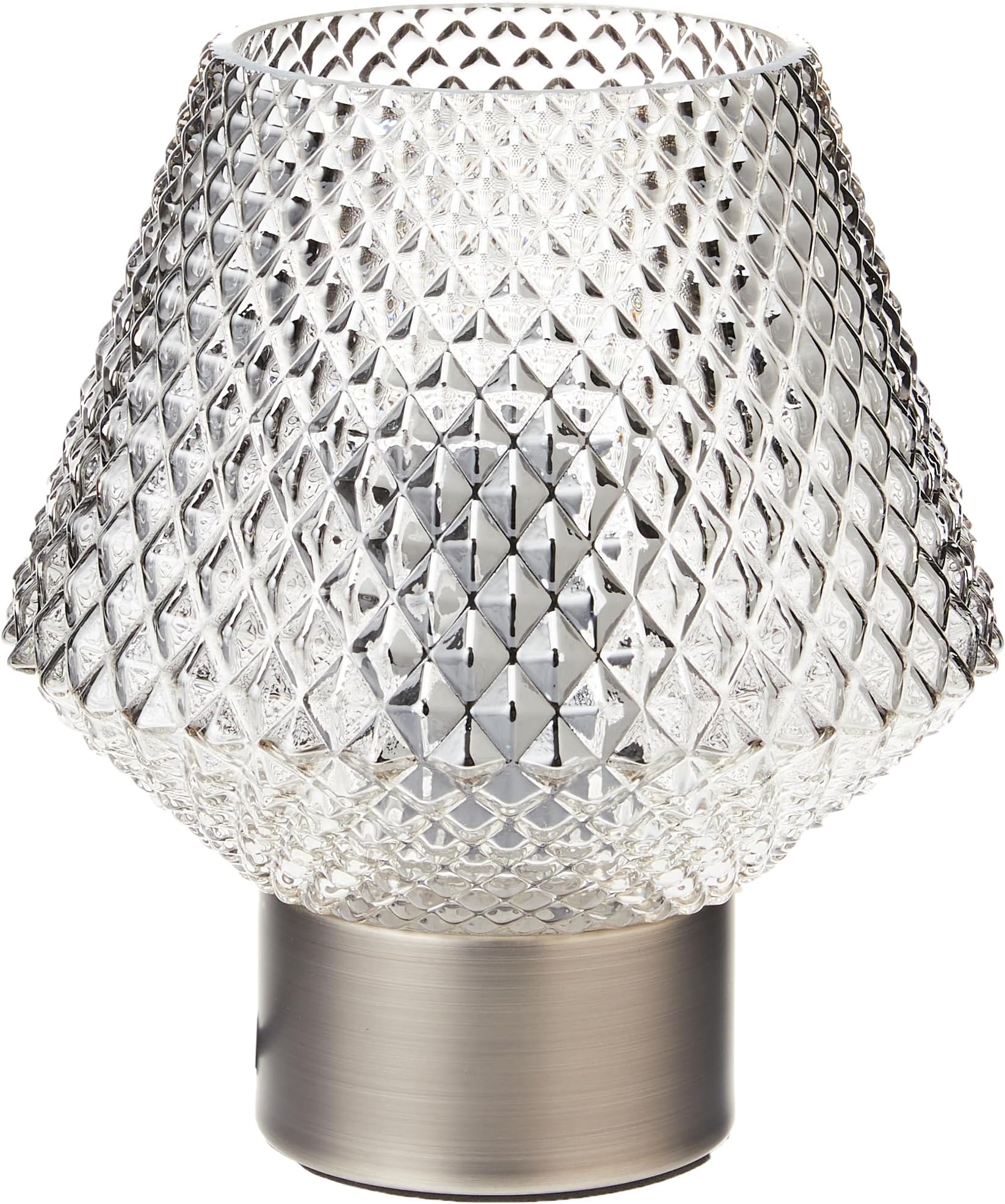 Lighting Collection 1 Light Table Lamp with Smoked Diamond Shaped Textured Pressed Glass, Chrome Base
