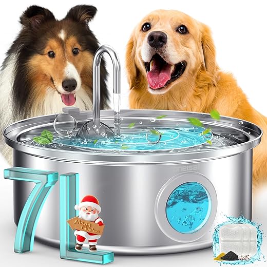oneisall Stainless Steel Dog Water Fountain