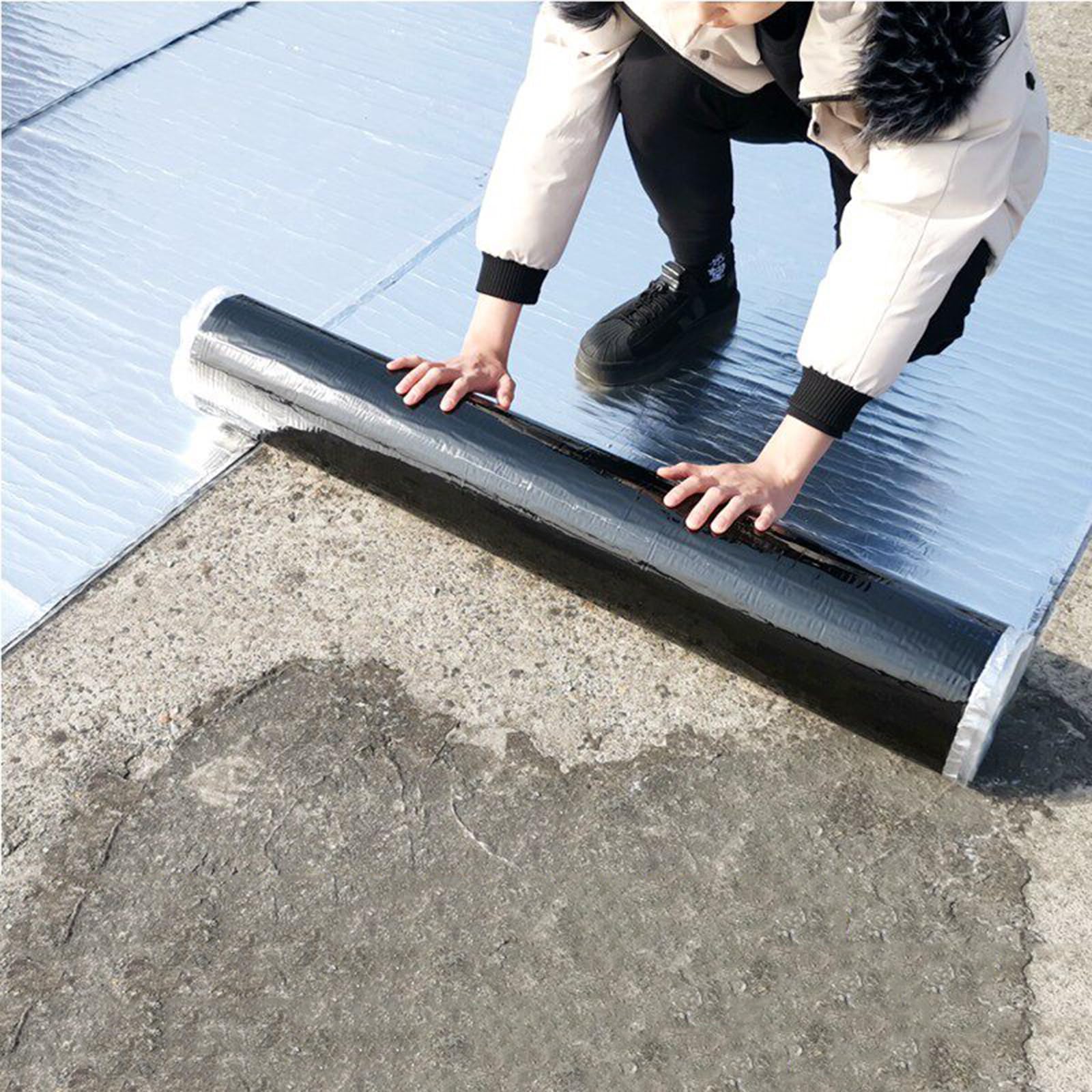 Cinta de Asfáltica Impermeable Autoadhesiva,Cinta Selladora de Aluminio,Cinta de Reparación Para Fugas de Techo,Reparación De Grietas,Ruptura De Tuberías,Plata (0.7x3m)