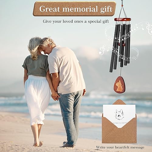 Miniatura 6 de Campanillas de viento conmemorativas de 32 pulgadas para la pérdida de mascotas, regalos conmemorativos de gatos