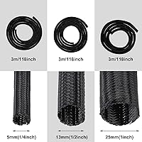 Vista 6 de Boao 3 piezas protector de cable tubo de malla de alambre manga de cable funda dividida para cable cargador USB cubierta de cable cable de audio