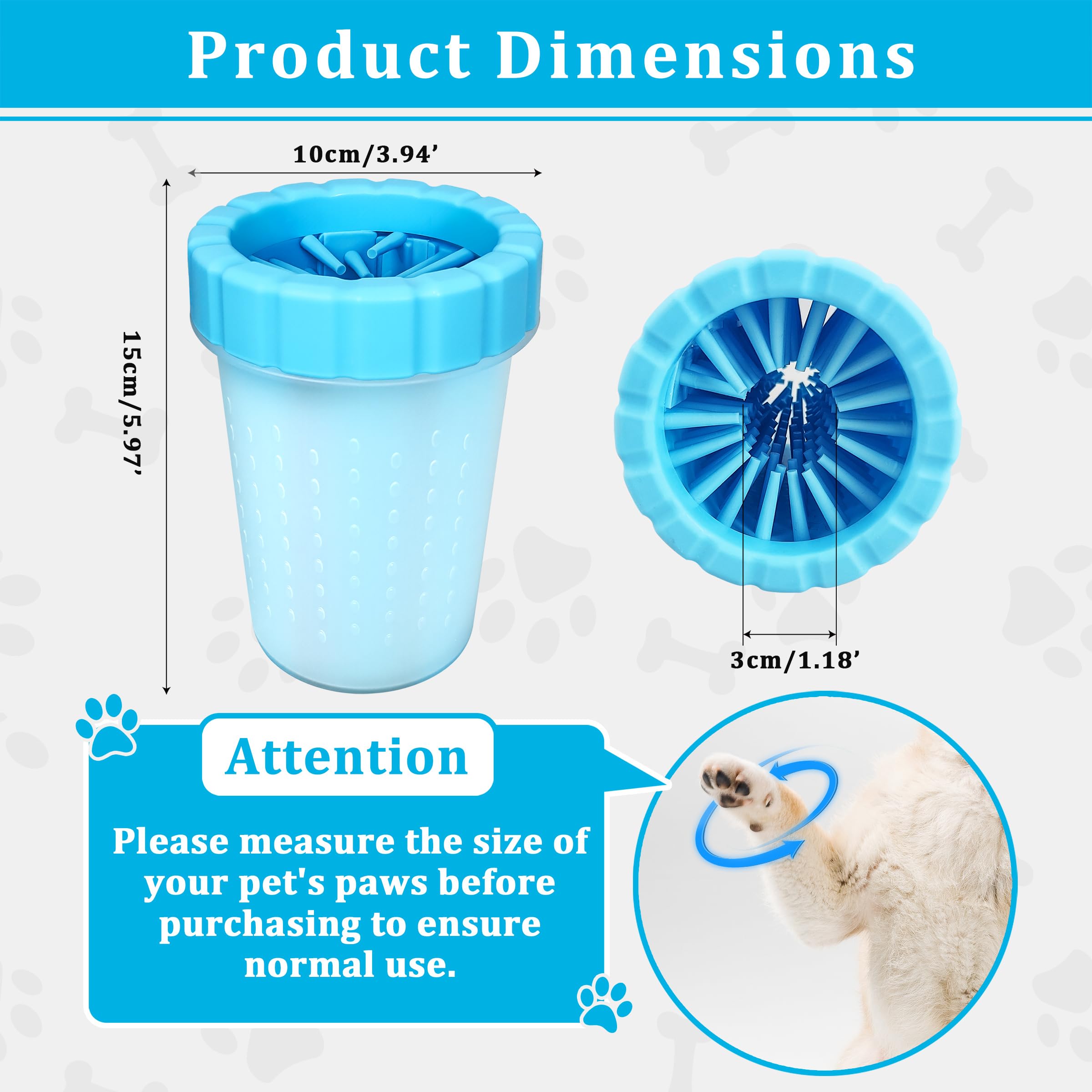 Qianruida Dog Paw Cleaner Cup, Soft Silicone, Portable, Easy to Clean, Removes Mud and Dirt, Grooming Accessory for Home, Travel – Blue, L