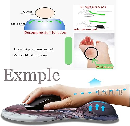 Miniatura 5 de TUOTANG Alfombrilla de ratón de anime 3D Genshin Impact para ratón GanYu con soporte para reposamuñecas cojín de silicona de gel para muñeca de 13in