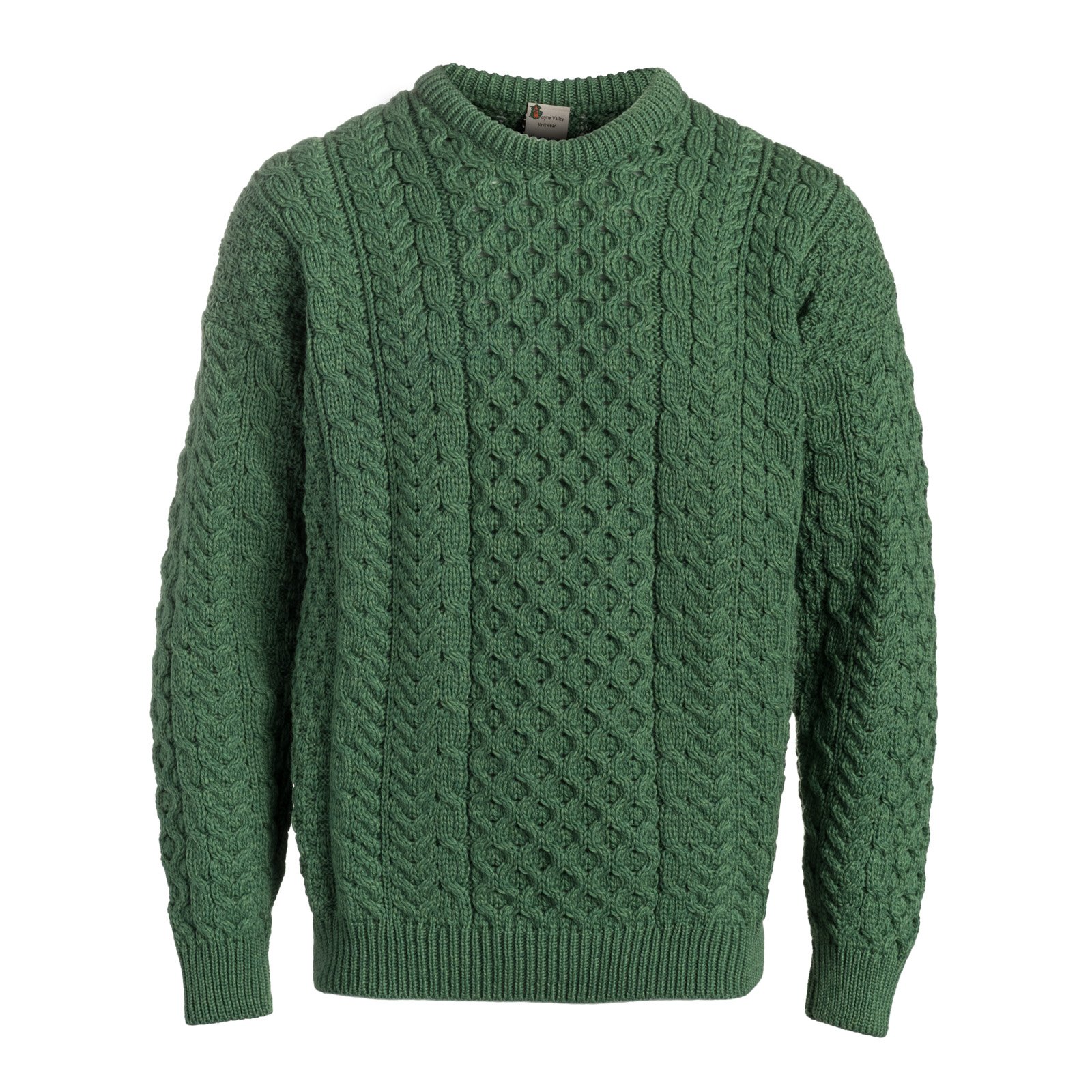 Aran Sweater for Men's Traditional Cardigan with Crew Neck