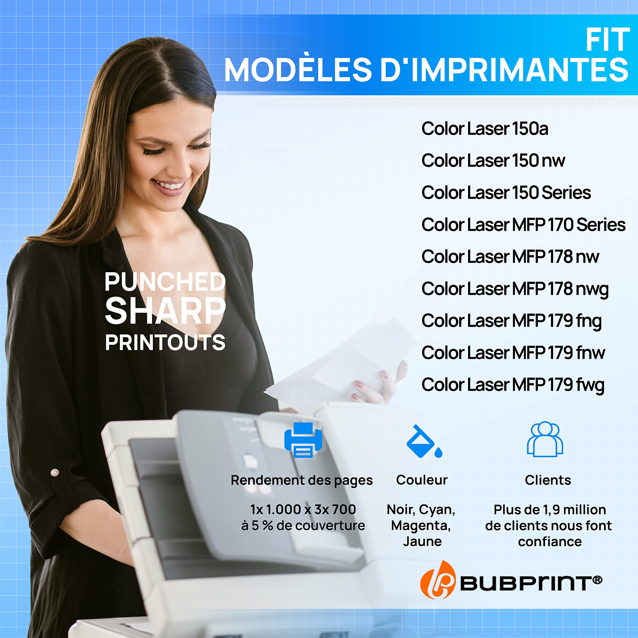 Bubprint Lot de 4 Toners compatibles avec HP 117A avec Puce
