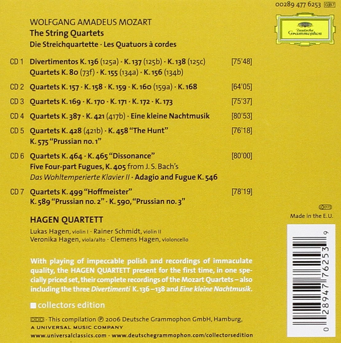 Mozart : les Quatuors à cordes / Quatuor Hagen