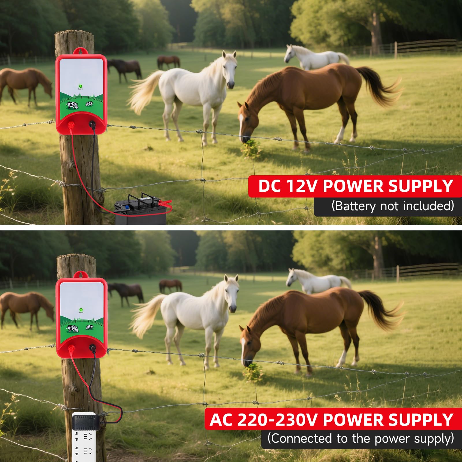 10km Elettrificatore per Recinto Elettrico,Recinzione Elettrica per Animali 2J Strumento Impermeabile Potente Recinti Controllore di Impulsi ad Alta Tensione Sicuro Pastore Fattoria Pascolo Giardino