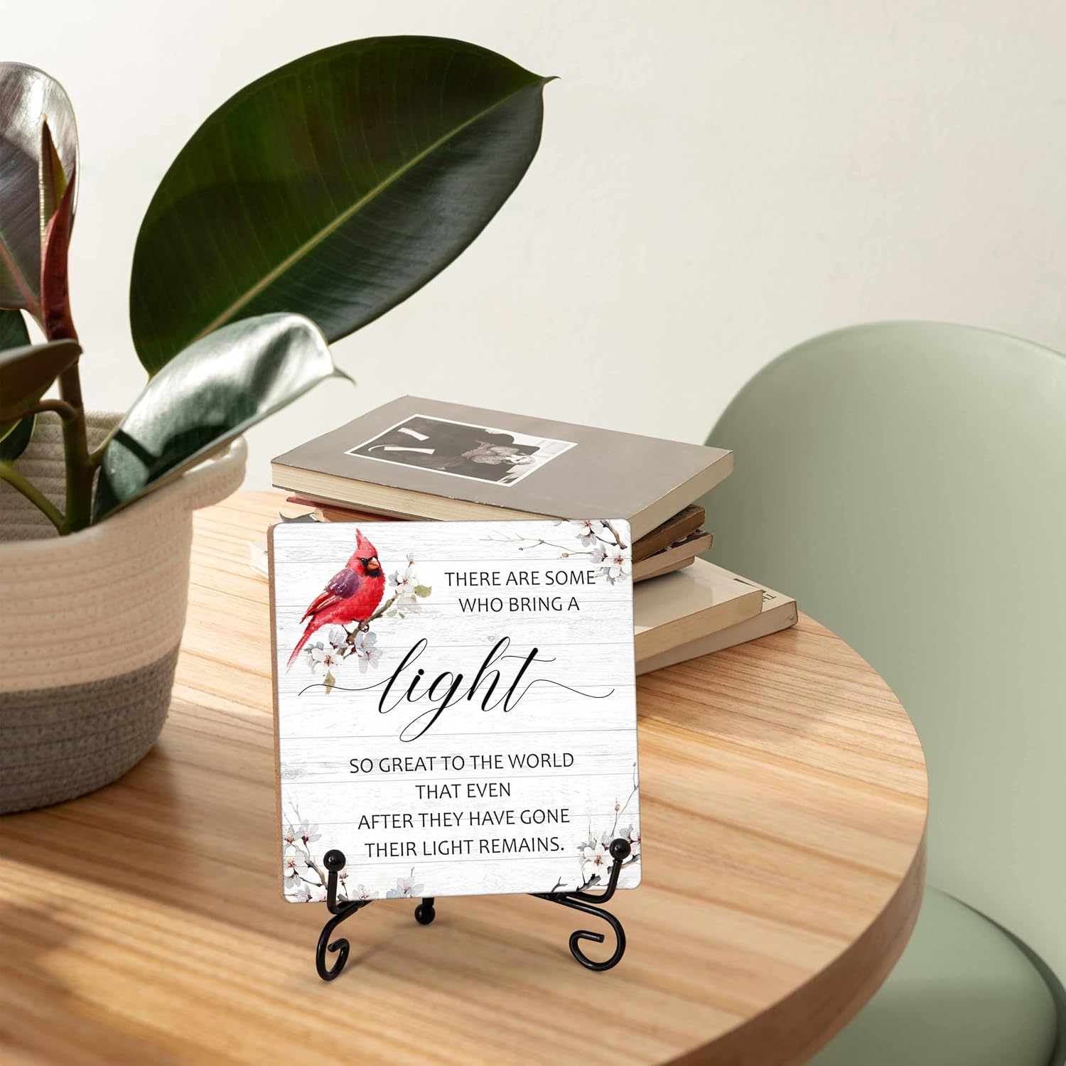 Remembrance Desk Decor, Sympathy Gifts for Family Loss Of Loved One, There Are Some Who Bring A Light Tabletop Sign for Home Office Bedroom, Memorial Wood Plaque With Iron Stand -24 - Image 4