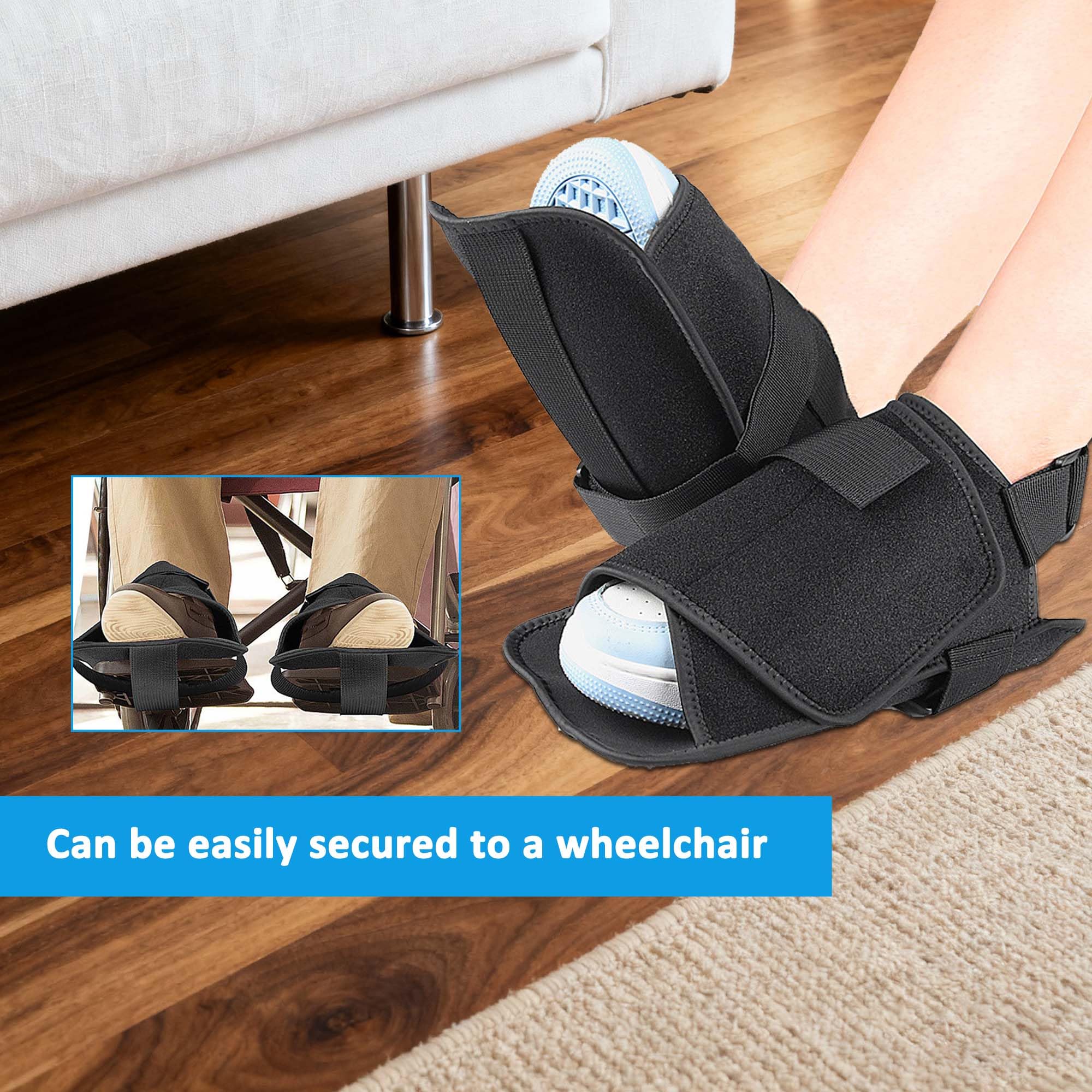 2 Piezas correas para Soporte De Zapatos para Silla De Ruedas Correa De Sujeción Del Reposapiés Para Silla De Ruedas para Zapatos De Silla De Ruedas Correas Protege Los Pies (Negro)