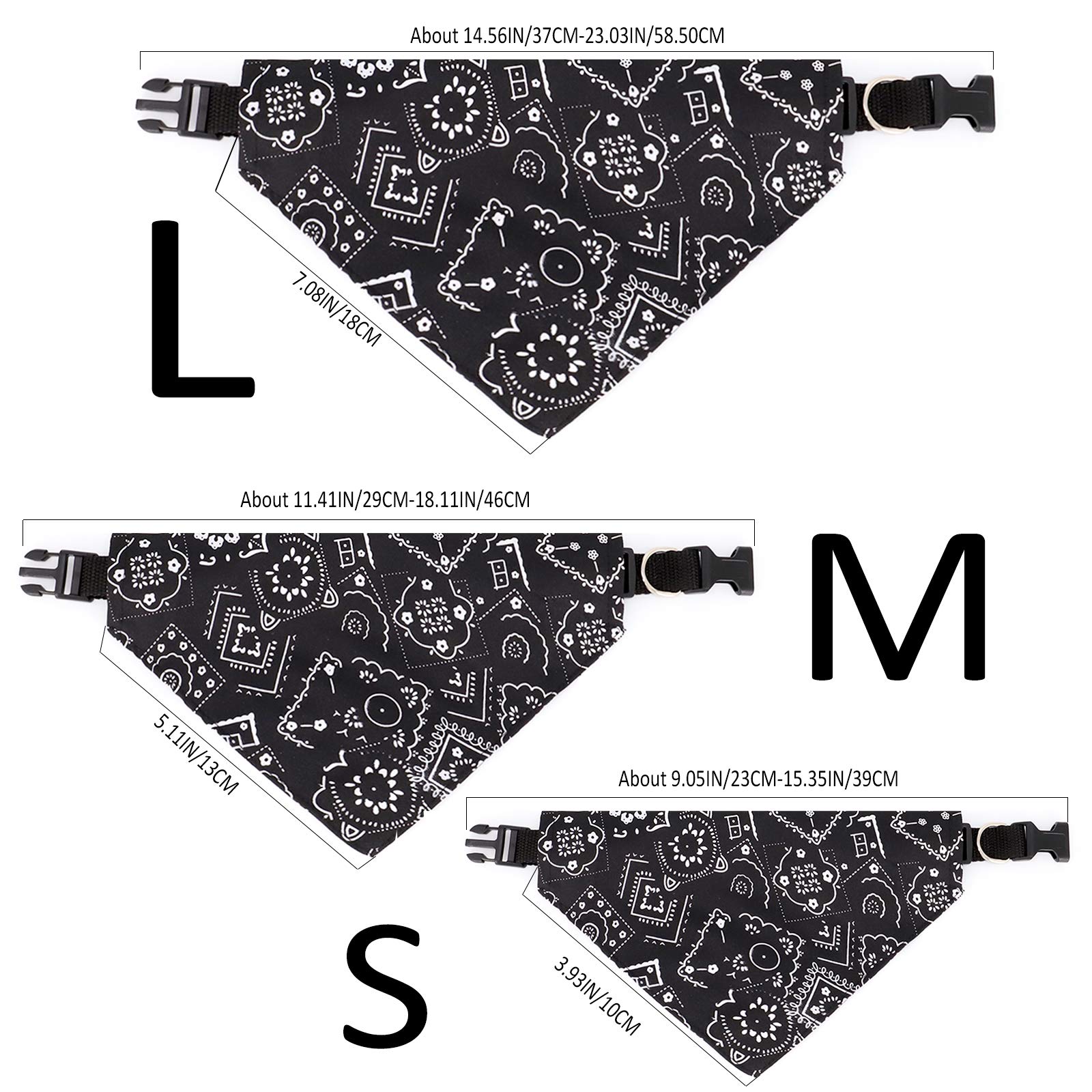 Cani Bandana Foulard Regolabile per Animali Domestici Cucciolo Cane Piccolo Gatto (S, Nero)