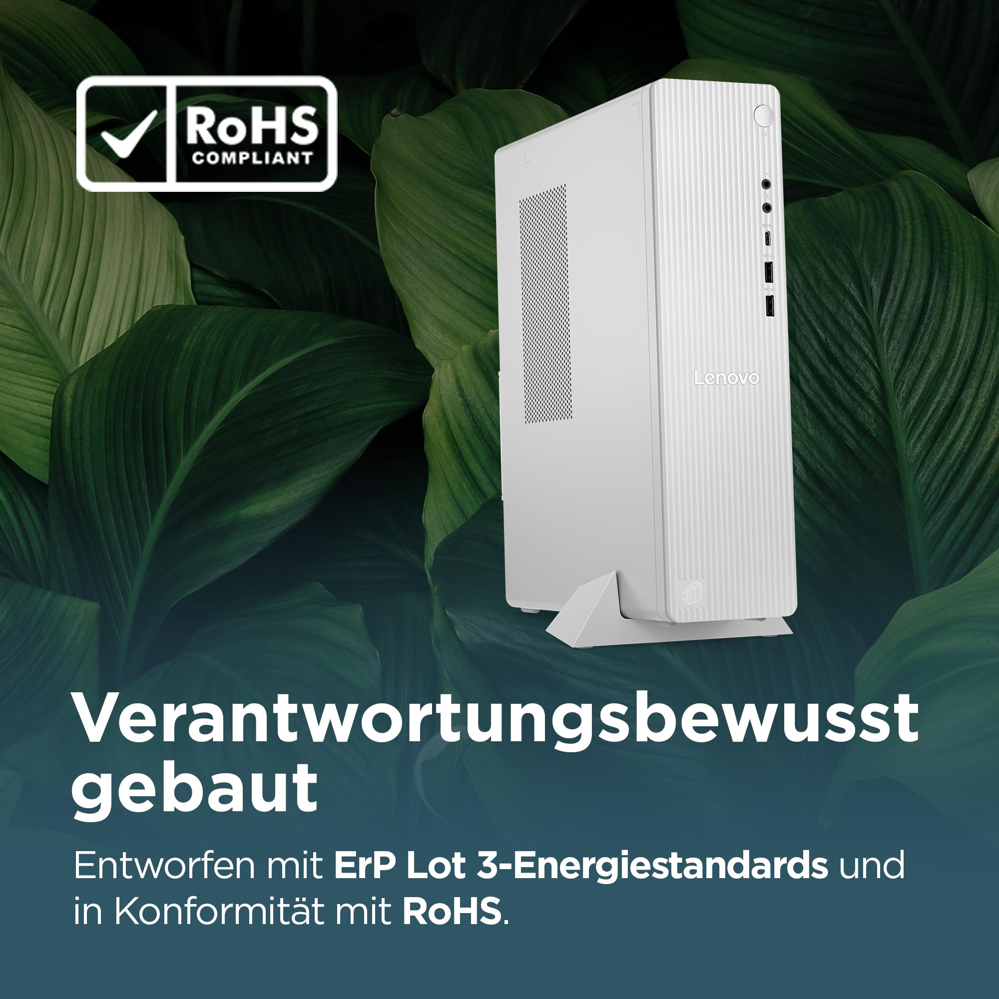 Lenovo IdeaCentre Tower PC | AMD Ryzen 5 220 | 16GB RAM | 512GB SSD |AMD Radeon 740M Grafik | 8.2L | Windows 11 | Cloud Grau | Inkl. vertikaler Ständer | 3 Monate Premium Care