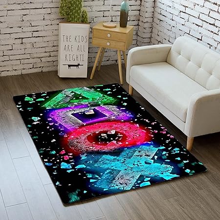 Tapis De Sol Football 140x200 Cm Rouge - Flanelle Douce Antidérapante - Décoration Chambre Ado, Salon Gaming - Motif Sportif