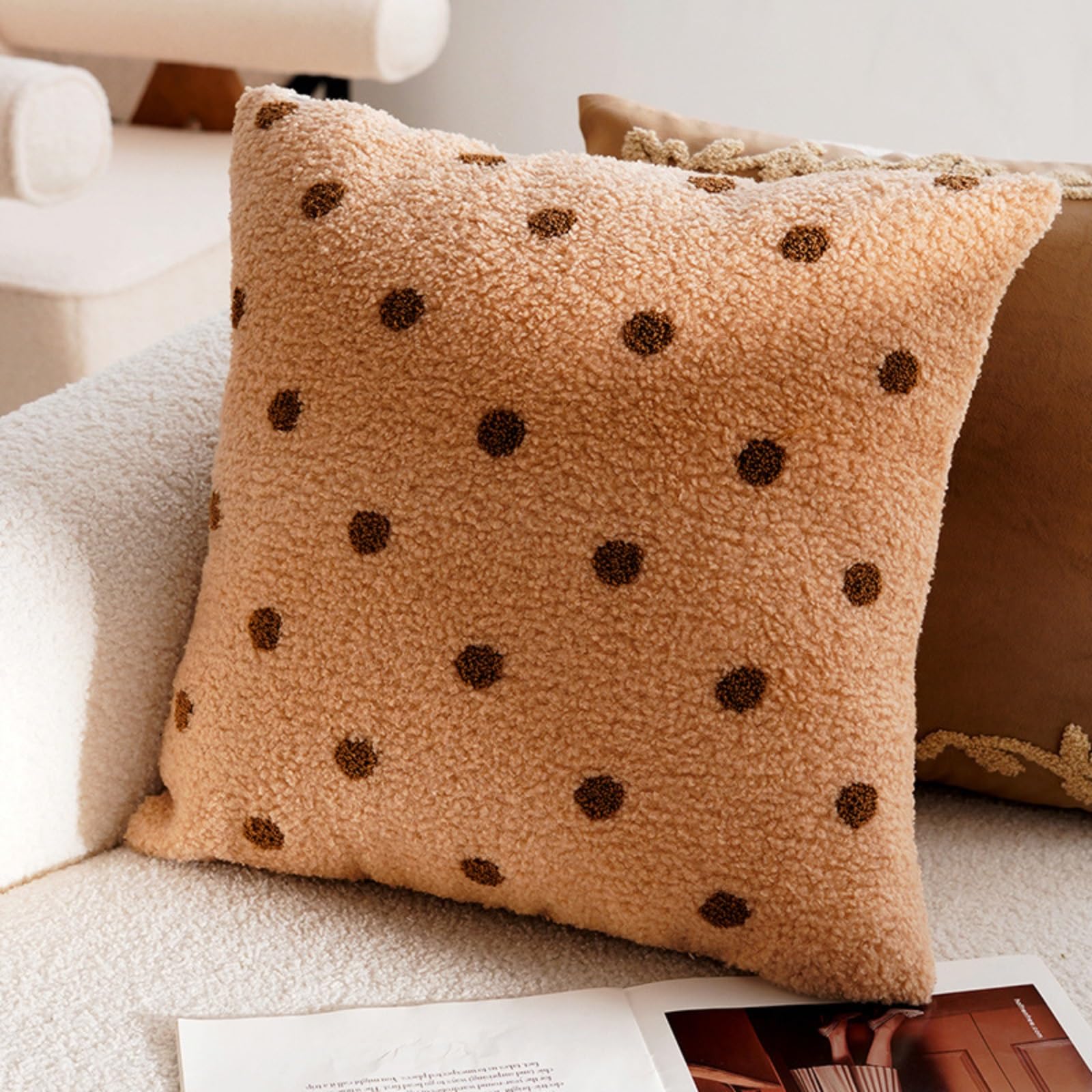 Housse coussin patchwork en chenille luxueuse 45x45 pour canapé chic