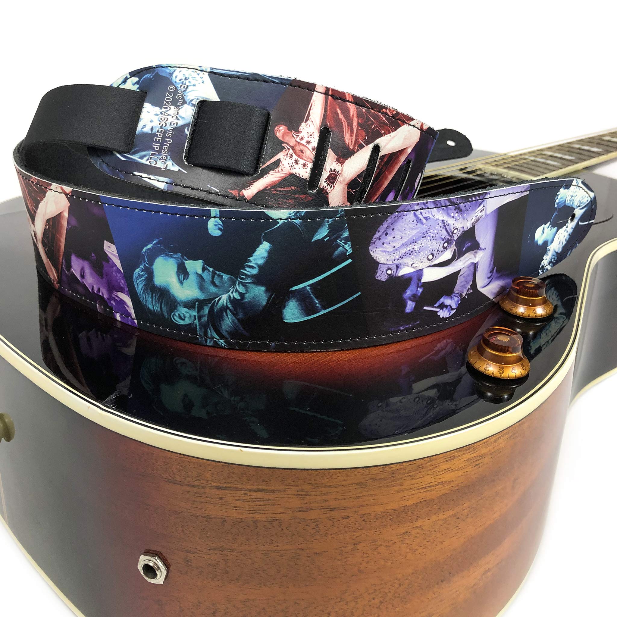 Perri's Leathers P25EPV-8264 Elvis, Leather Guitar Strap with High Resolution Imaging