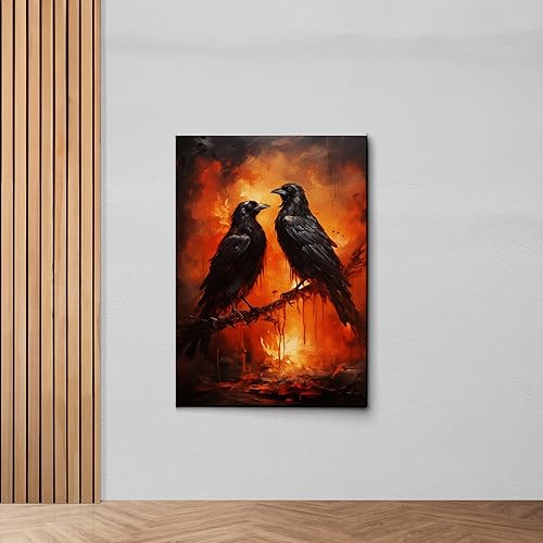 Miniatura 1 de Lustrous Art Print, Two Mirrored Crows Circling In Surreal Sky, Crow Prints, Crow Art, Crow Artwork, Crow Art Print, Crow Art Canvas, Canvas Prints,