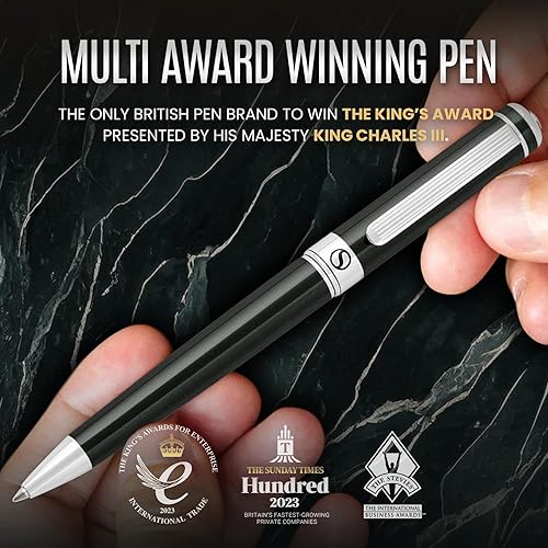 Miniatura 7 de Scriveiner Bolígrafo de lujo negro y verde, acabado cromado, repuesto Schmidt negro, el mejor juego de regalo para hombres y mujeres, oficina