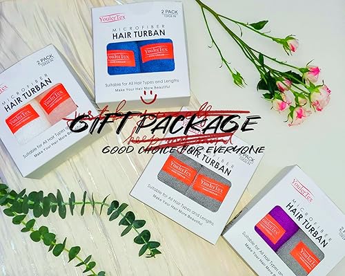 Miniatura 5 de Toalla de microfibra ultraafelpada para mujer de 10x 26pulgadas color morado turbante ultraabsorbente para secar el pelo rizado largo y grueso