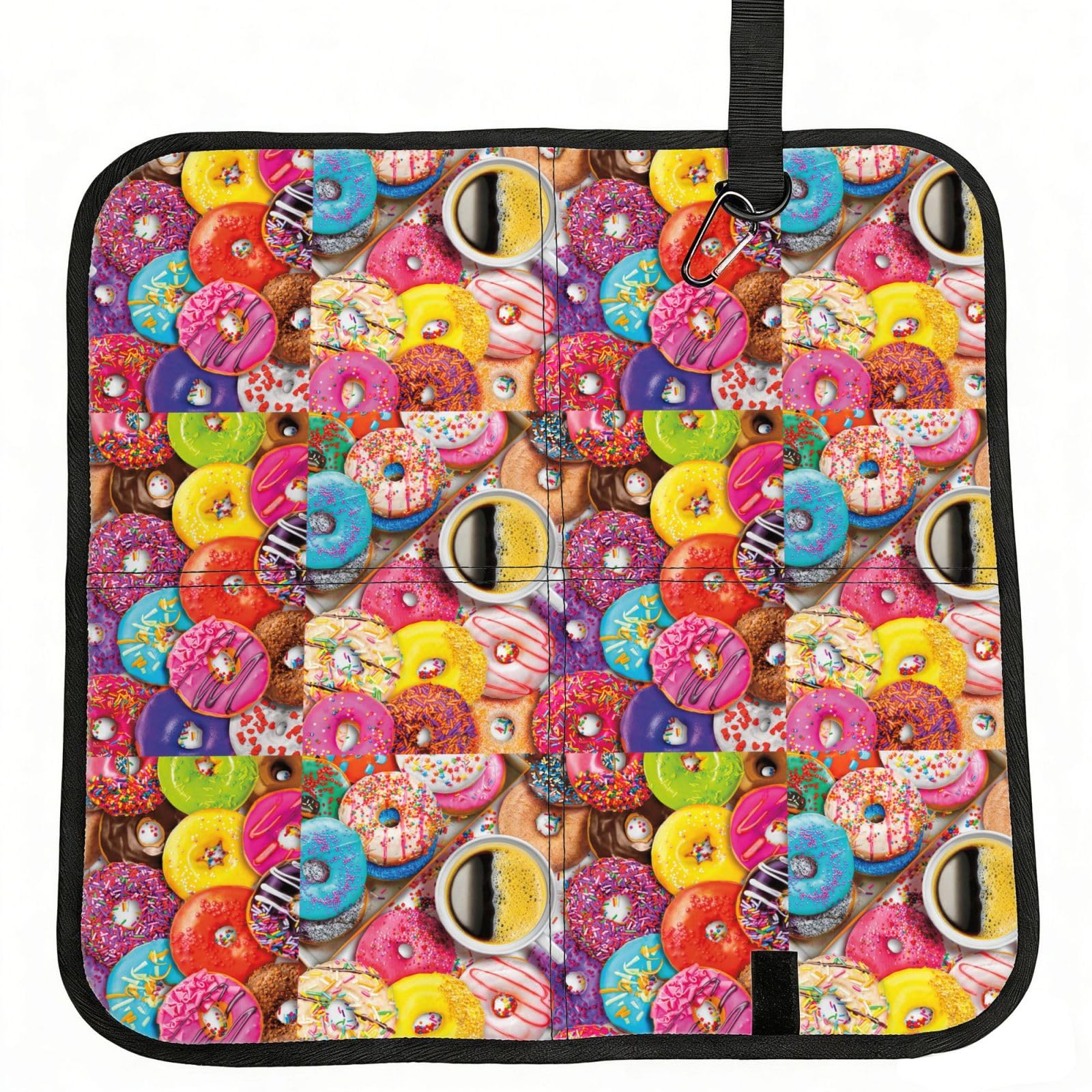 VCzsdff Coffee And Donuts Print Portable Seat Cushion Folding Bleacher Pad Compact Picnic Sitting Mat Polyester 40cm