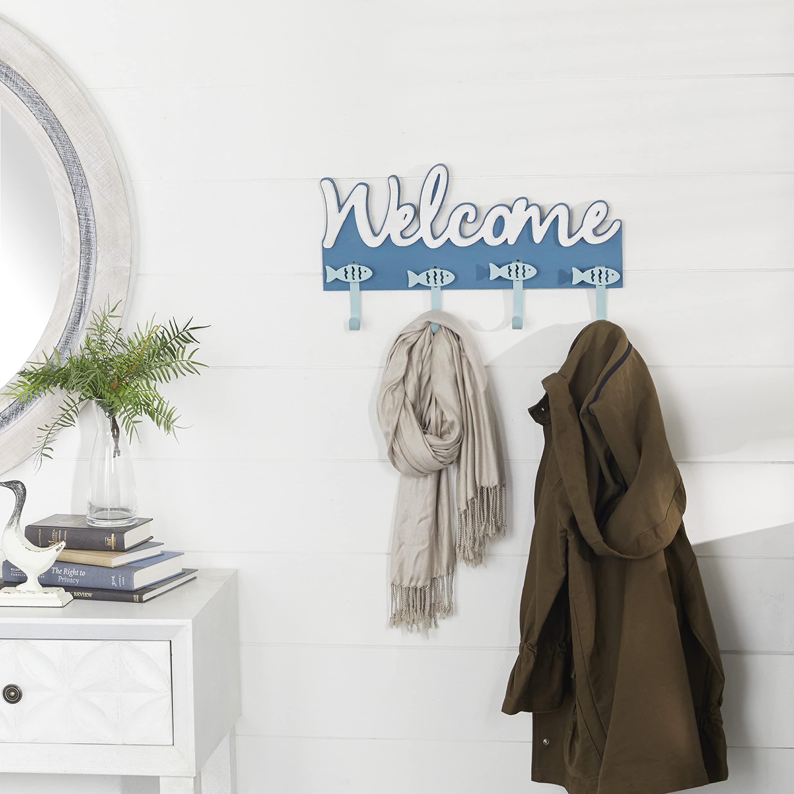 Porte-crochets muraux Deco 79 bleu 48cm patère murale design entrée et chambre