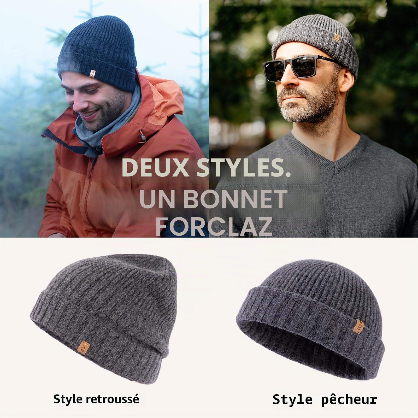 TOP-EX XL/XXL - 100 % laine mérinos - Bonnet de pêcheur - Pour homme et femme
