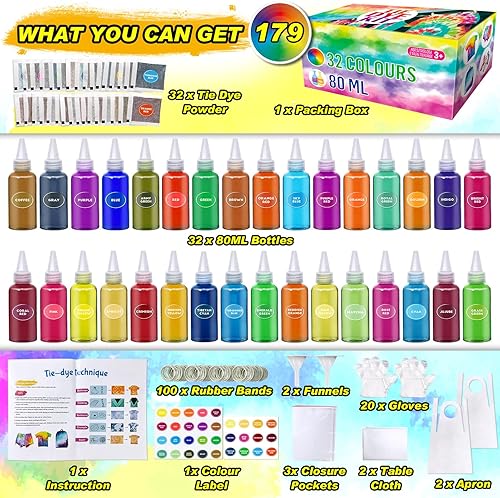 Miniatura 2 de Kit de teñido anudado para niños y adultos, 32 colores de botellas de 2.7 fl oz, kit de teñido anudado, kit de regalo para niñas y niños,