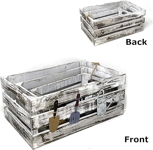 Miniatura 3 de allgala Juego de 3 piezas de cajas de madera para macetas - Decoración interior y exterior - Cajas de exhibición de almacenamiento - HD88341